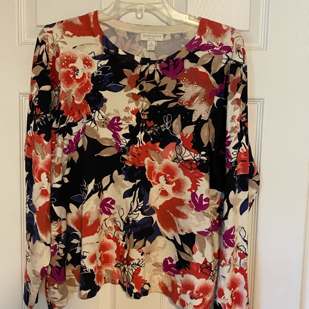 Charter Club Floral Cardigan 1X
